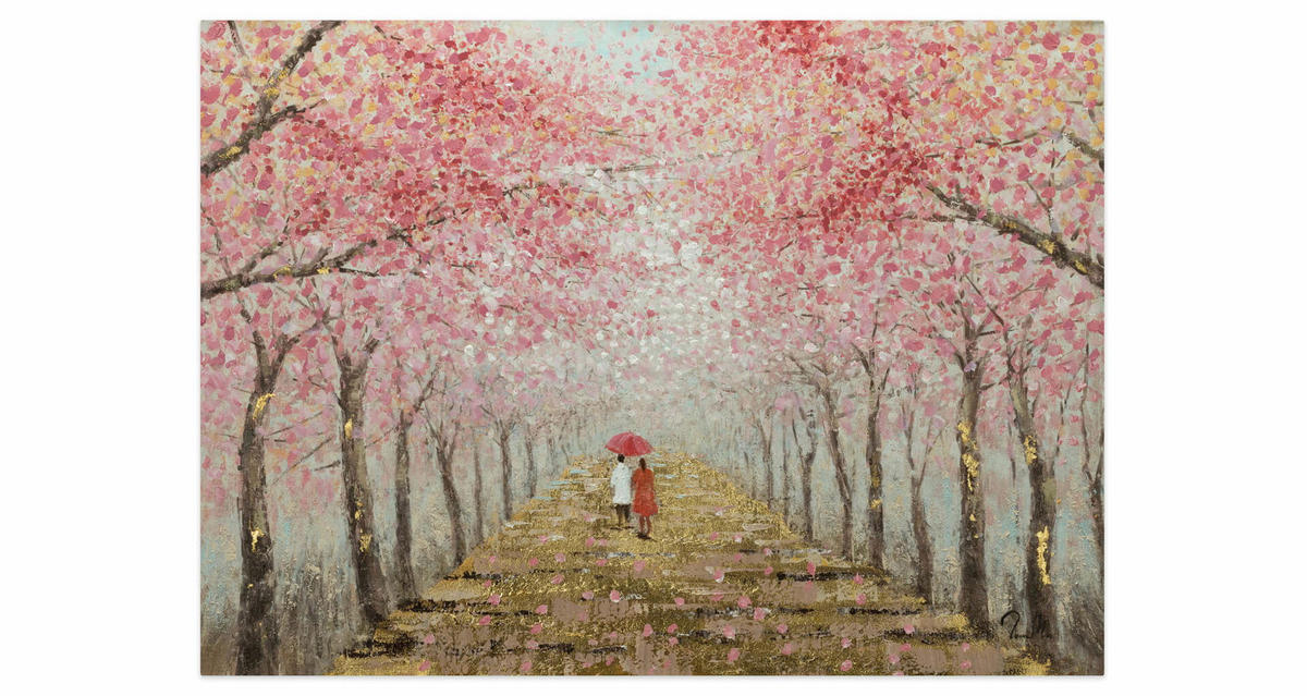 ÖLGEMÄLDE 100/70 cm - Pink/Braun, Holz/Textil (1.9/70cm) - KUNSTLOFT