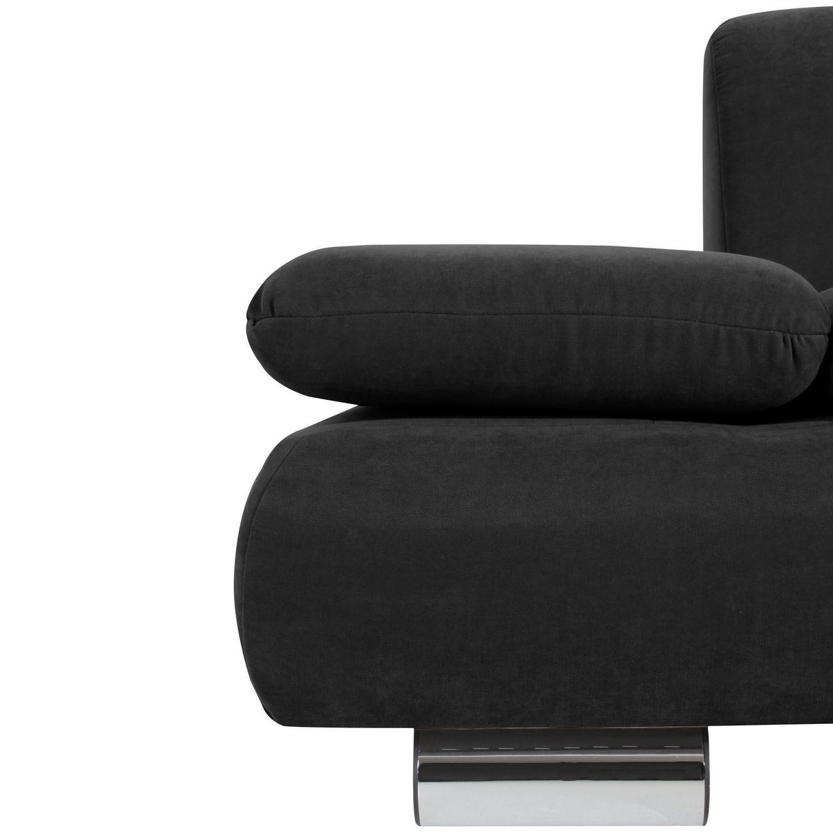 SOFA 2-Sitzer Kaye Bezug Veloursstoff Metallfuß verchromt / schwarz - Schwarz, Kunststoff (190/76/90cm) - 58aufmkessel