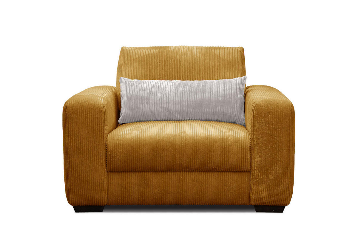 SESSEL OLI in Cordstoff safran - Gelb, Holz/Textil (130/91/108cm) - Courtois Laville