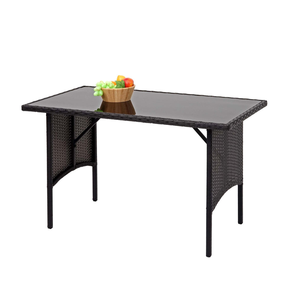 POLY-RATTAN ESSTISCH rechteck Schwarz - Schwarz, Kunststoff (60/112/68cm) - MCW