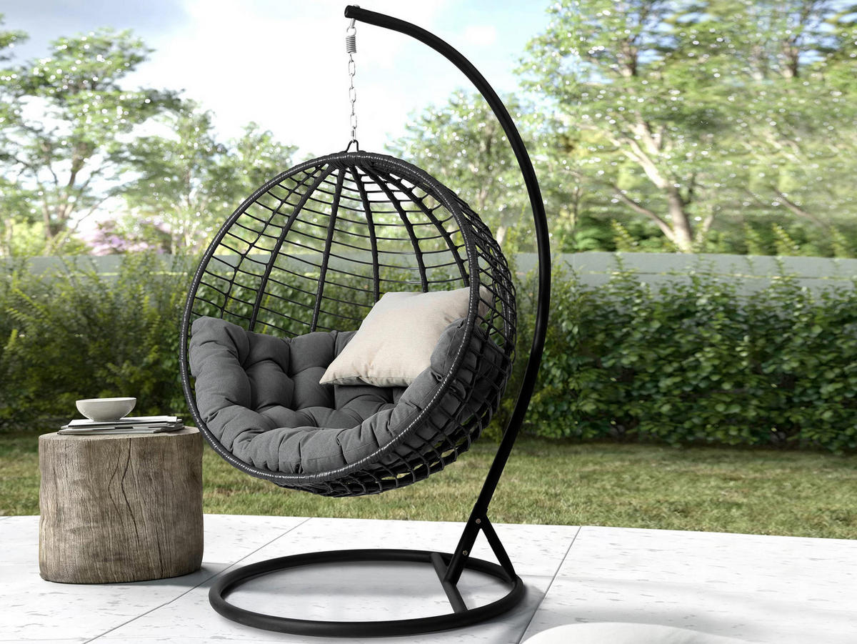 HÄNGESESSEL Amara - Schwarz/Grau, Metall (111/195/105cm) - MIRJAN24