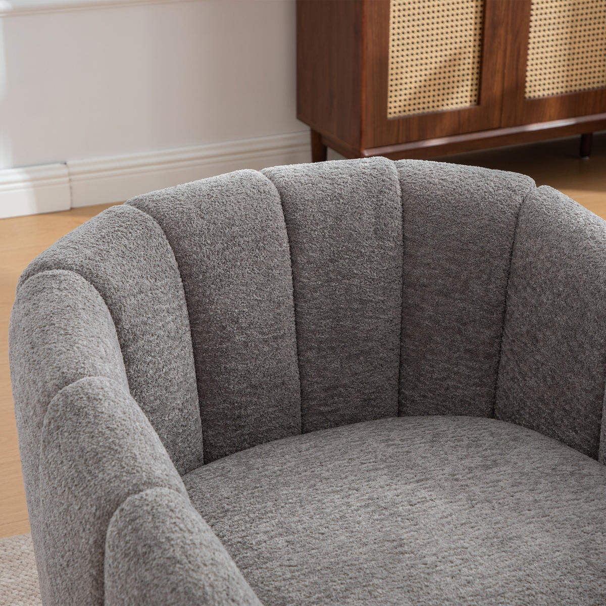 SESSEL 360° drehbar mit Chenille-Bezug, DE-42366, Grau - Grau, Metall (73/75.5/81cm) - ComfortXL
