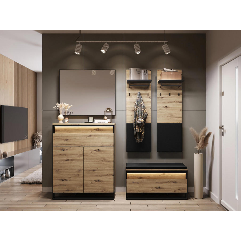 Thumbnail - Mirjan24 Garderoben-Set, Eiche Artisan, Holzwerkstoff, 2 Schubladen, 92x113x40 cm, Garderobe, Garderoben-Sets & Serien, ...