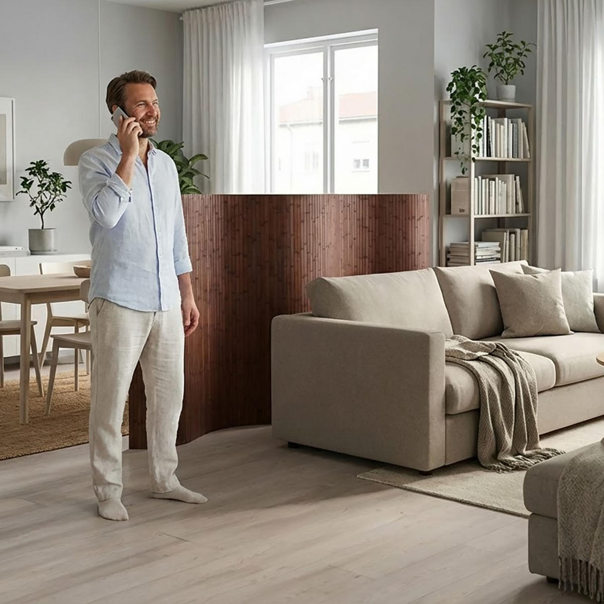 PARAVENT 250/145 cm Dunkelbraun Raumteiler Bambus - Dunkelbraun, Naturmaterialien (250/145/1cm) - Homestyle4u