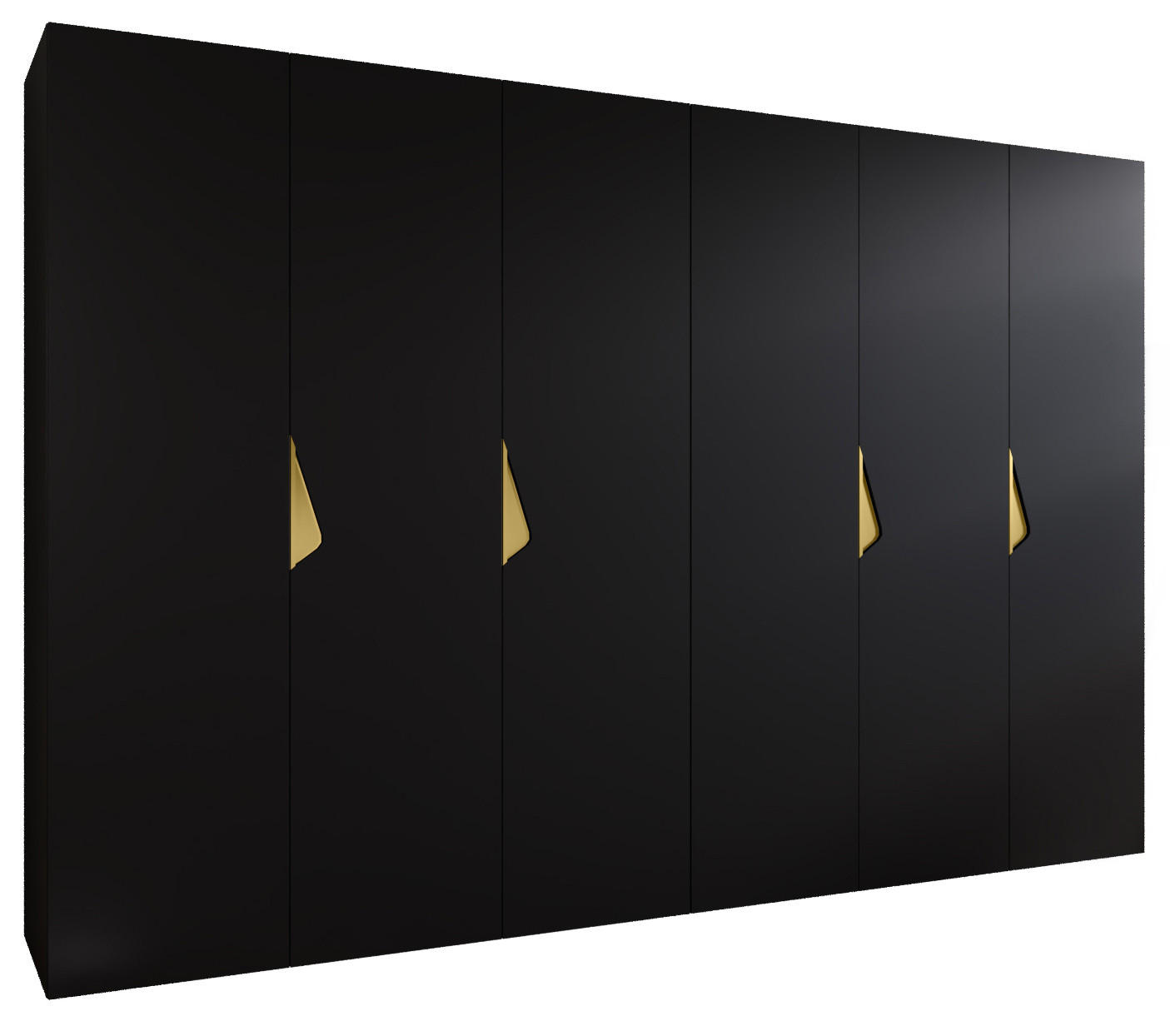 DREHTÜRENSCHRANK 202/300/52 6-türig - Goldfarben/Schwarz, Holz/Metall (300/202/52cm) - Abiks Möbel