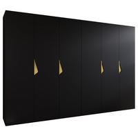 DREHTÜRENSCHRANK 202/300/52 6-türig - Goldfarben/Schwarz, Holz/Metall (300/202/52cm) - Abiks Möbel