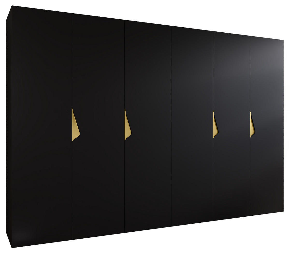 DREHTÜRENSCHRANK 202/300/52 6-türig - Goldfarben/Schwarz, Holz/Metall (300/202/52cm) - Abiks Möbel