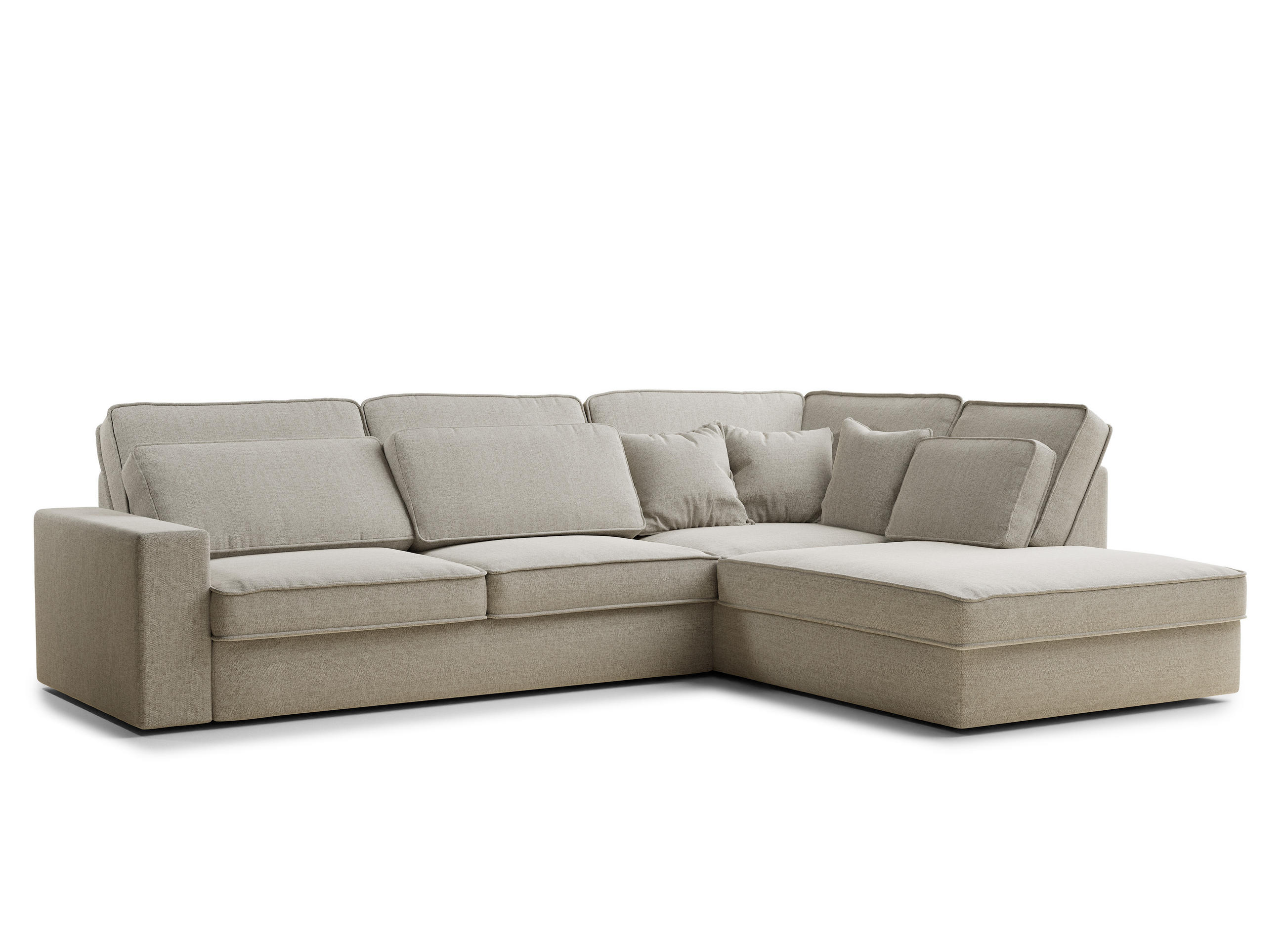 ECKSOFA Kirou Beige Webstoff - Rechts Seite - Beige/Schwarz, Holz/Holzwerkstoff (225/311cm) - Maison de Reve