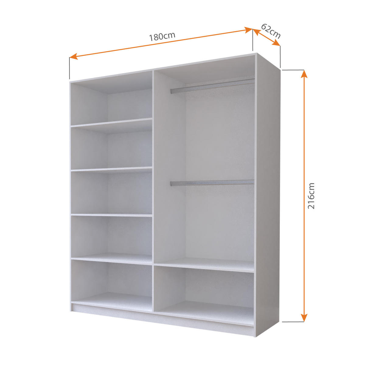 SKŘÍŇ s otočnými dveřmi Milan 180 cm 180/215/64 cm, 2dveřová, černý - černá, kompozitní dřevo (180/215/64cm) - imoebel24