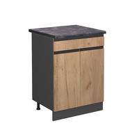 SCHUBLADENSCHRANK R-Line Goldkraft Eiche 60 cm , AP Anthrazit - Honigeiche/Anthrazit, Holzwerkstoff (60/81.6/60cm) - Vicco