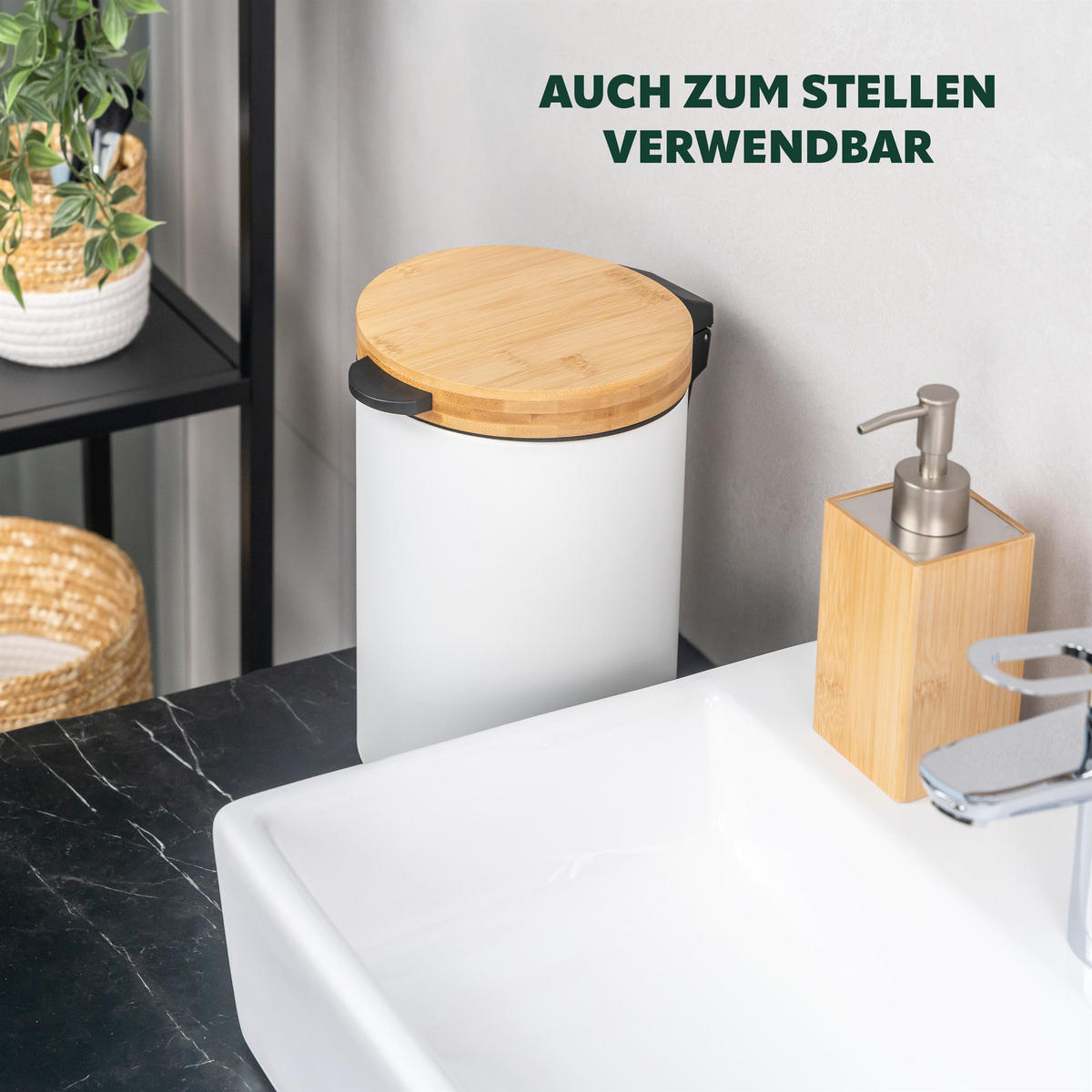 WAND-KOSMETIKEIMER 3 L, rund, weiß - Weiß, Metall (17/25/23cm) - bremermann