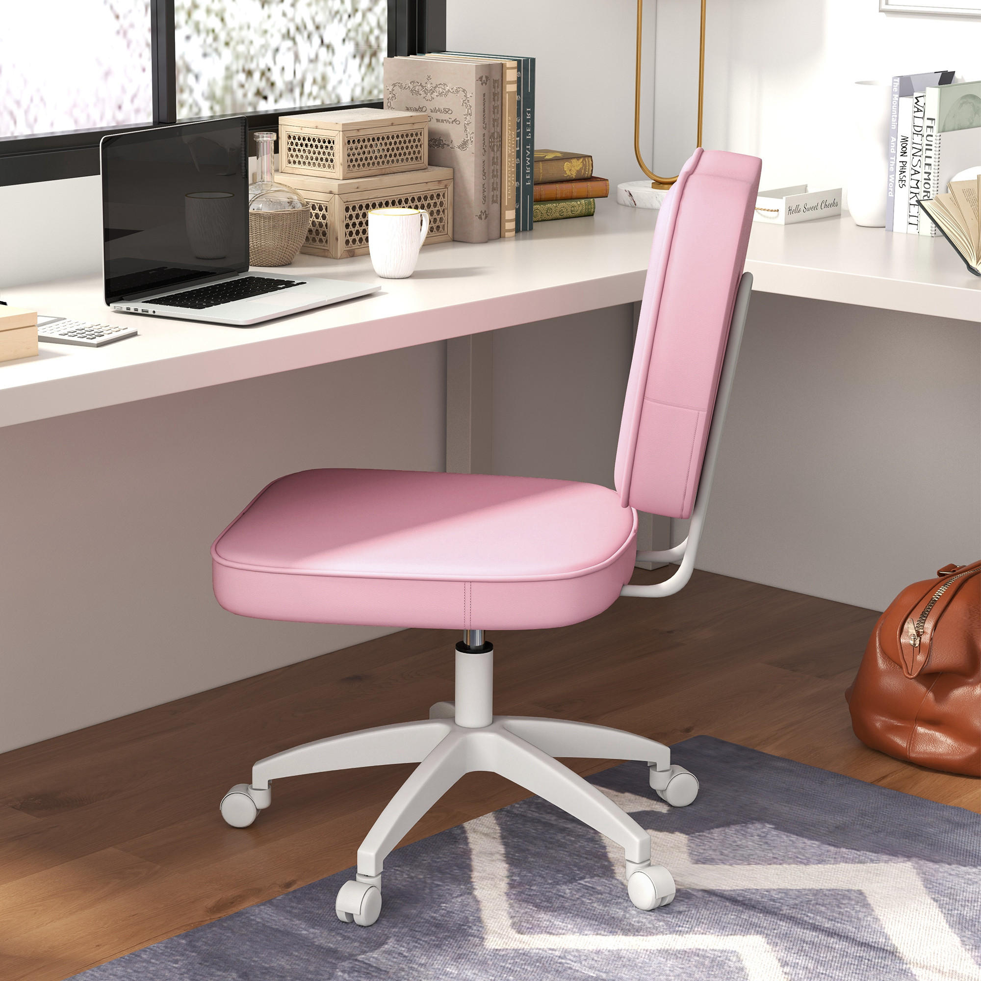 BÜROSTUHL, Rosa, Kunstleder, Kunststoff - Rosa, Kunststoff (59/92/46cm) - Vinsetto