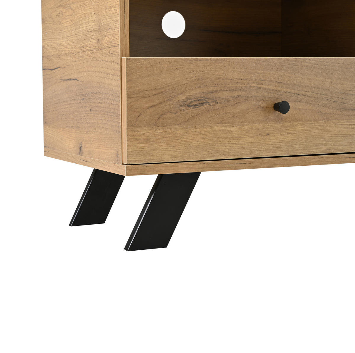 TV-LOWBOARD 150/38/44 cm mit 2 Schubladen, 1 Schrankfach und 2 offenen Fächern, Holzfarbe/Schwarz - Naturfarben, Holzwerkstoff (150/44/38cm) - Redom