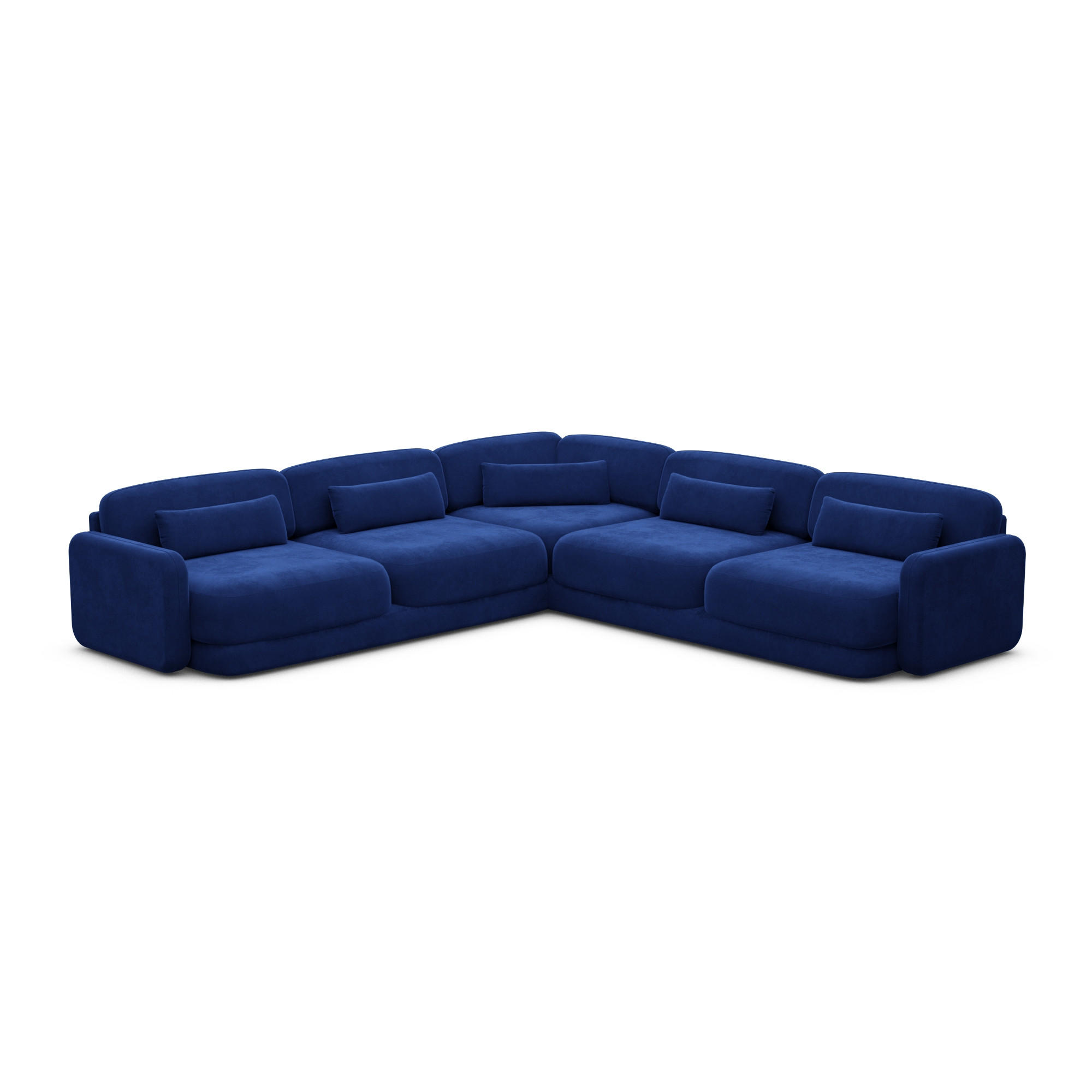 ECKSOFA Valencia L Form Samtstoff Dunkelblau - Dunkelblau, Textil (229/229cm) - Sofa Dreams