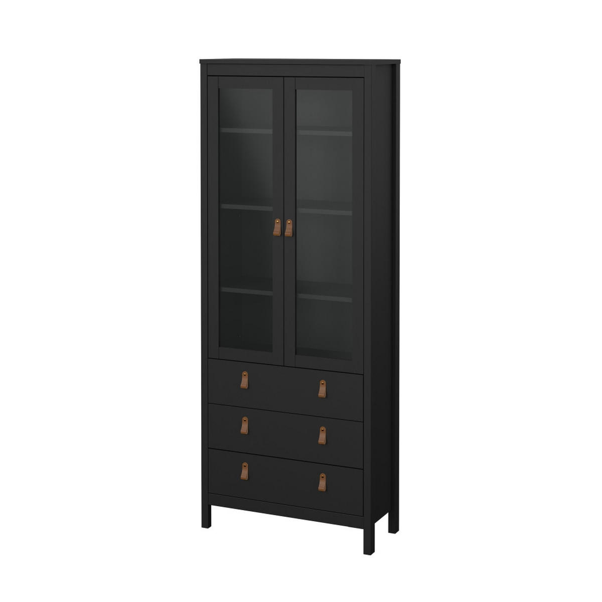 VITRINENSCHRANK, Madrid, Schwarz, Melamin., 78 x 33 x 199 cm - Schwarz, Holzwerkstoff (78/199/33cm) - ebuy24