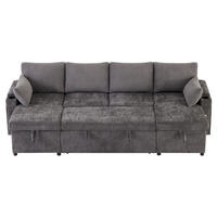 SCHLAFSOFA 272/131/84 cm Grau mit Getränkehaltern und Stauraum - Grau, Textil (272/84/131cm) - Oxeza