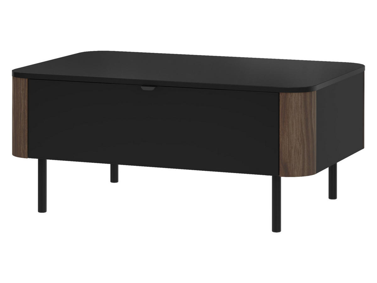 COUCHTISCH Pero 05 - Nussbaumfarben/Schwarz, Holzwerkstoff/Metall (68/104/46cm) - MIRJAN24
