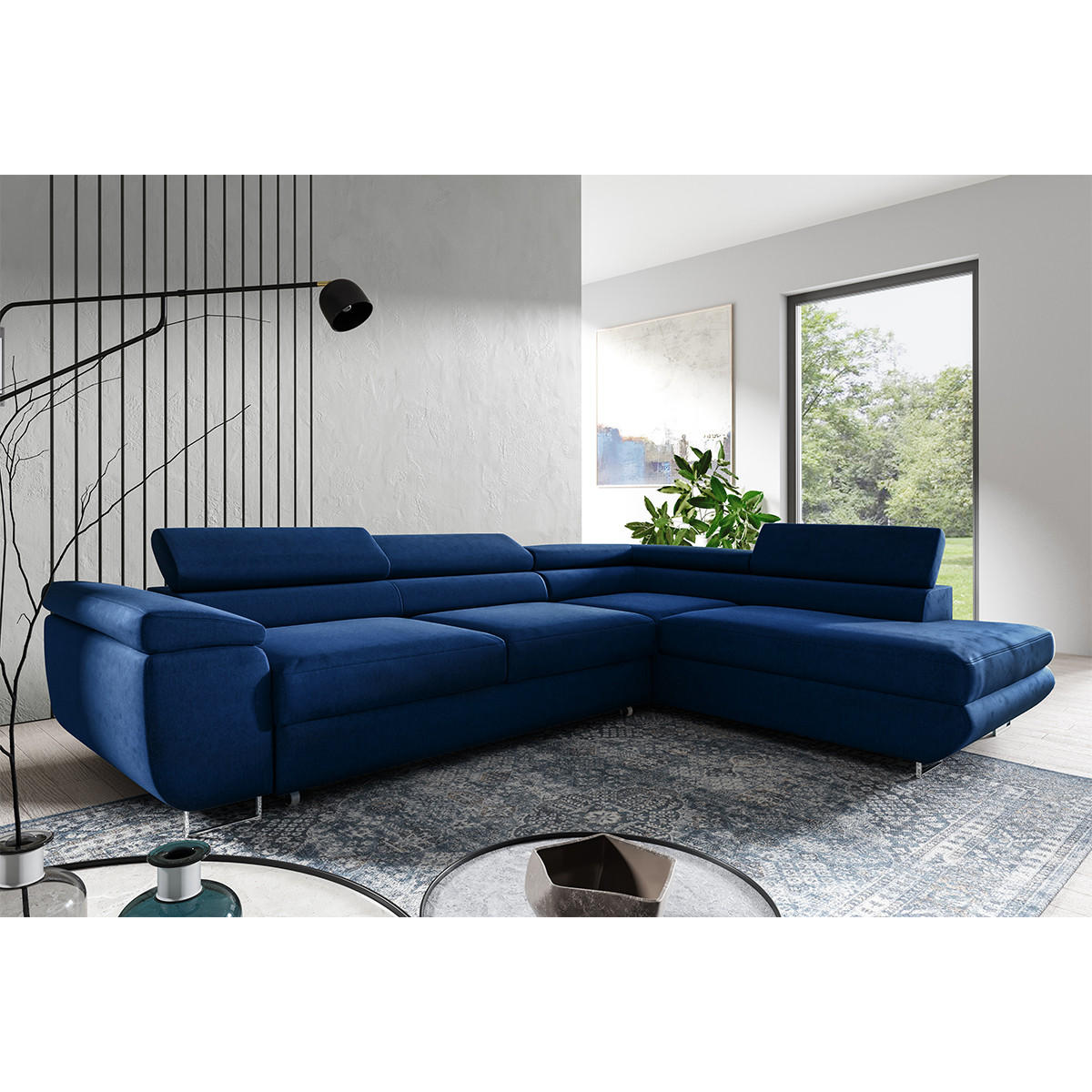 ECKSOFA Lyam 4 Sitzplätze Marineblau - Blau, Holzwerkstoff (271/201cm) - Petits-meubles