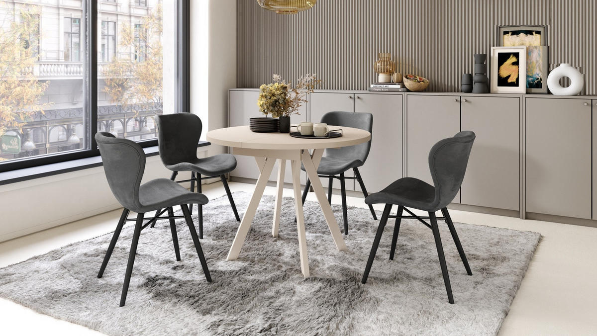 ESSTISCH Rund Beige 90x70 cm - Beige, Holzwerkstoff (90/90/77cm) - designimpex