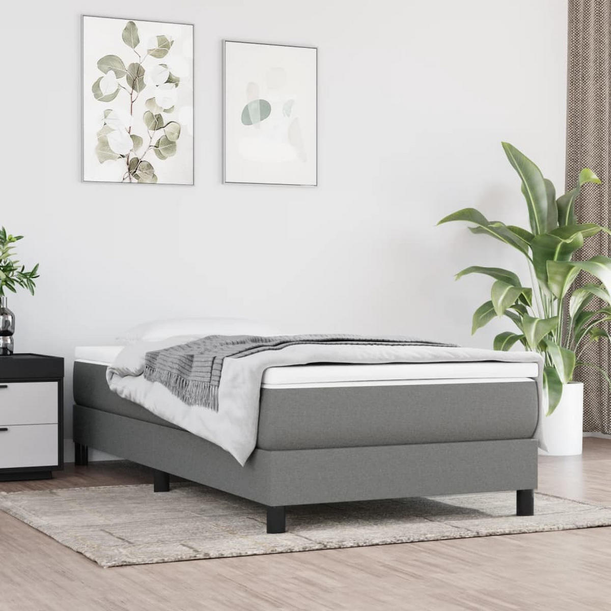 BETTGESTELL Dunkelgrau 90/190 Cm Stoff - Grau, Holz (90/190cm) - vidaXL