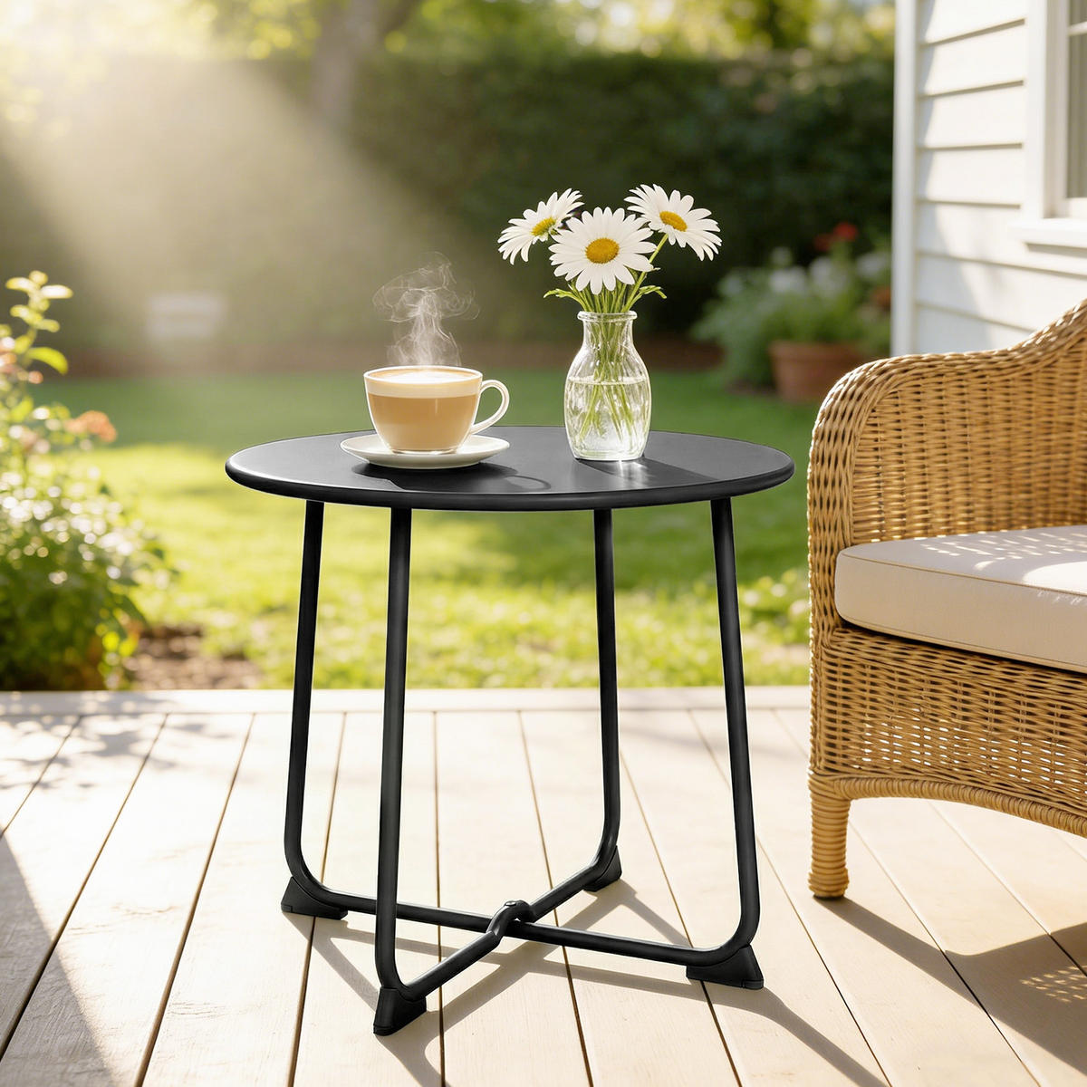 GARTENTISCH Schwarz 50.0/50.0/45.5cm - Schwarz, Metall (50/50/45.5cm)