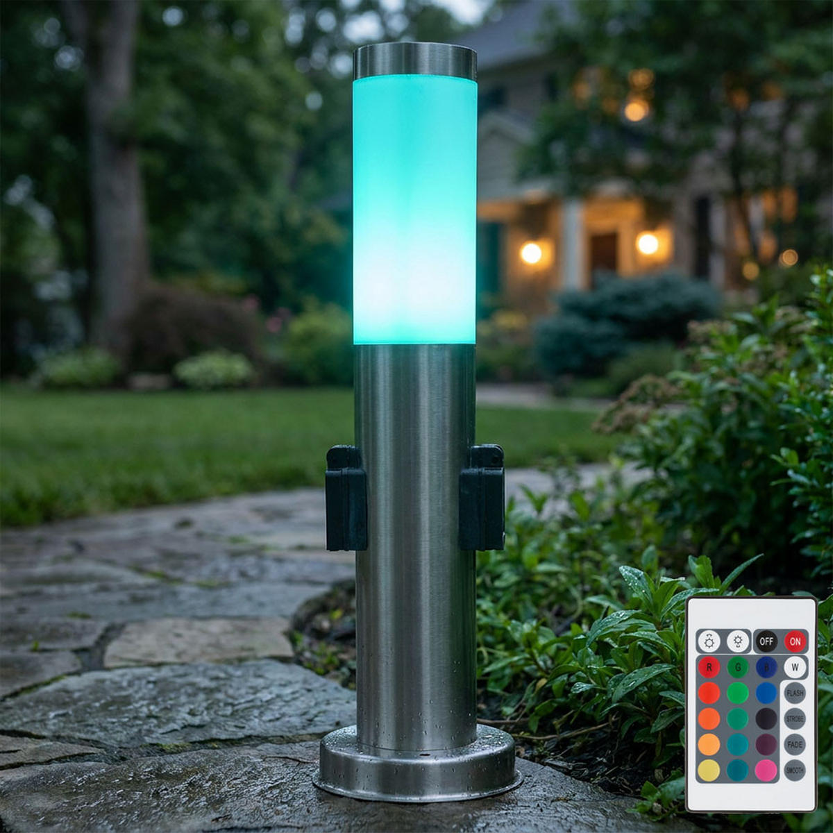 LED WEGELEUCHTE Silber Aluminium - Silberfarben, Kunststoff (8/8/45cm) - Globo Lighting