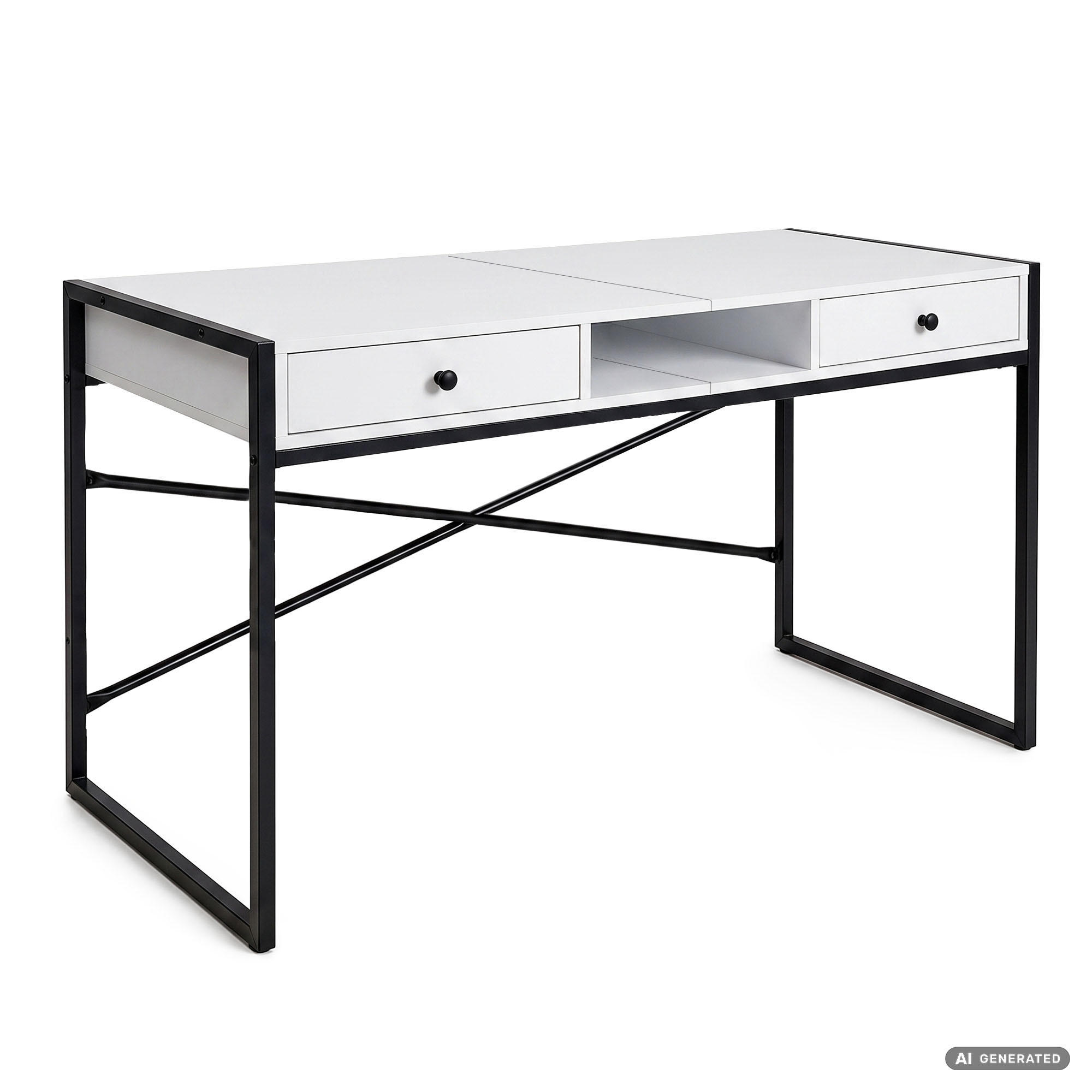 SCHREIBTISCH ELOSNIS 123 cm Weiß - Schwarz/Weiß, Holzwerkstoff (123/48/80.5cm) - Akord