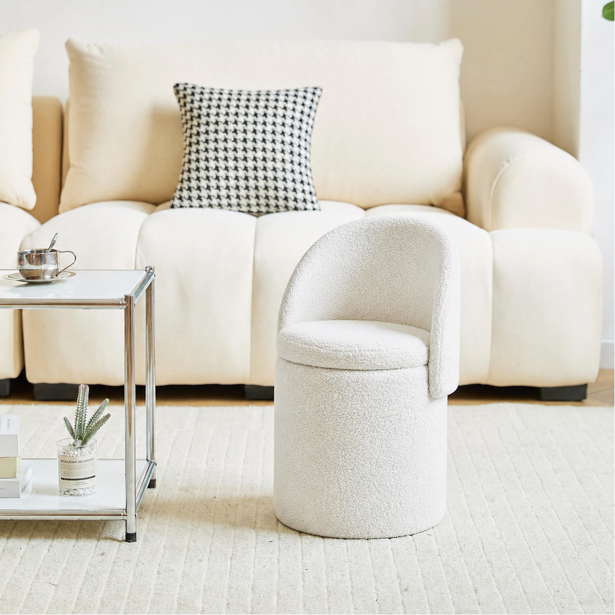 POUF Wolle Weiß - Weiß, Textil (46/78/43cm) - Nordlys