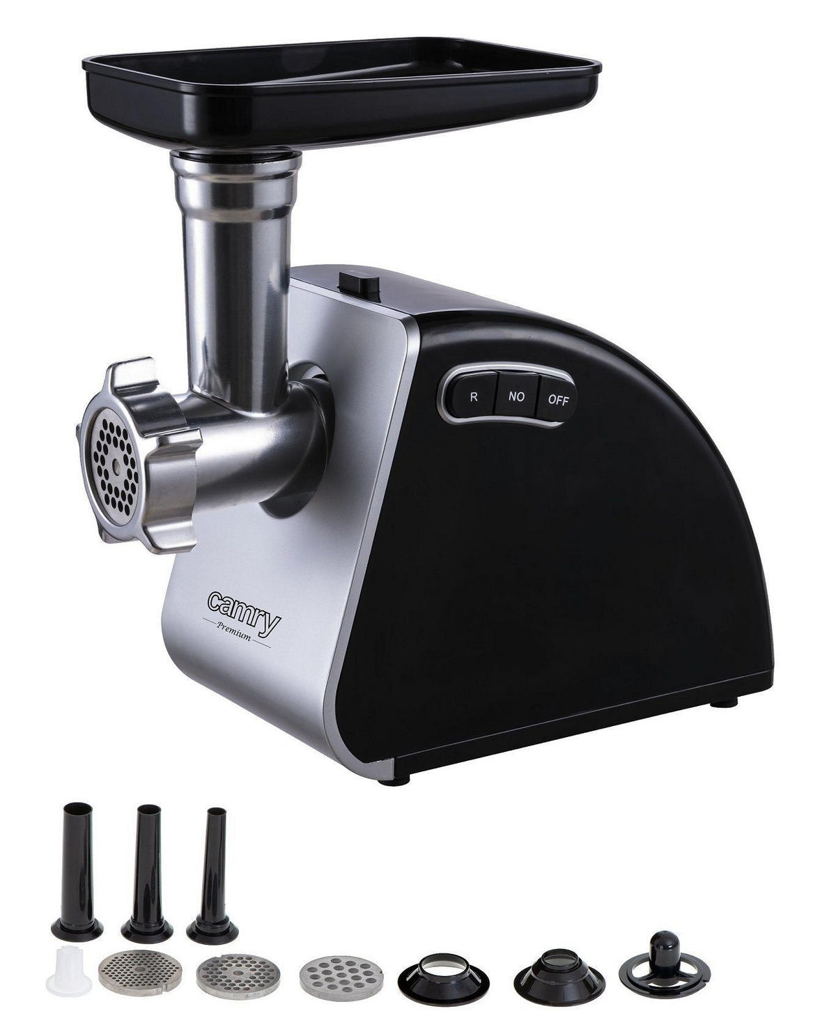 FLEISCHWOLF Elektrisch 2000W, Edelstahl, Wurstaufsatz, Lochscheiben, Hackfleisch, Küchenmaschine, Zubehör, Küche, Haushalt, Wolfen, Fleisch, Wurst - Silberfarben/Schwarz, Kunststoff/Metall (28/33/18cm) - camry