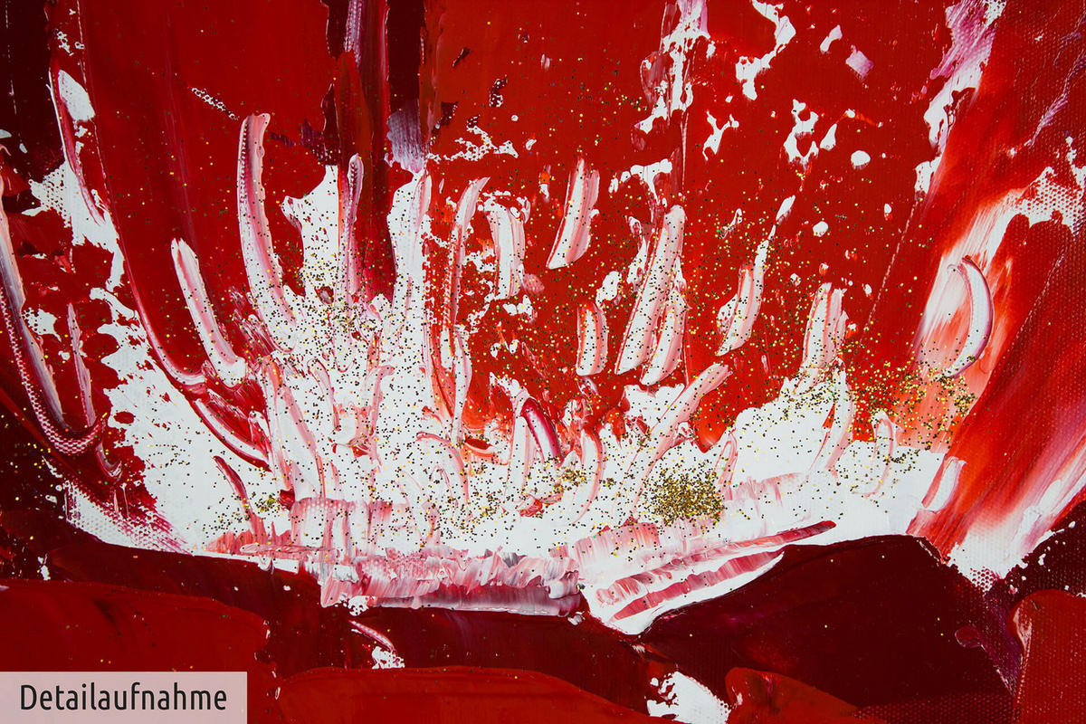 ACRYLBILD HANDGEMALT 80/80 cm - Rot, Holz/Textil (1.6/80cm) - KUNSTLOFT