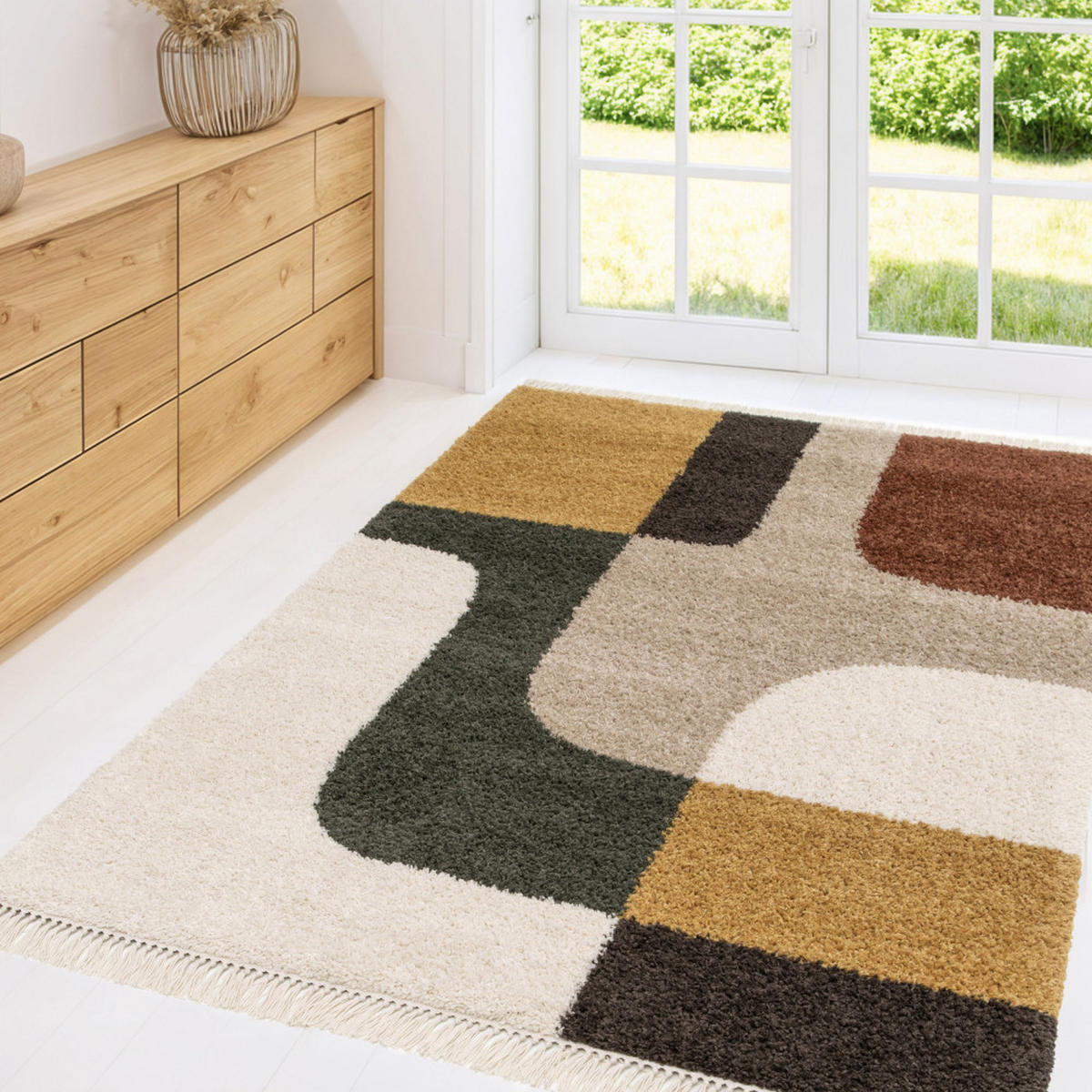 VINTAGE-TEPPICH mit geometrischem Muster - Loma - 120 cm x 170 cm - Multicolor, Kunststoff (120/170cm) - Drawer