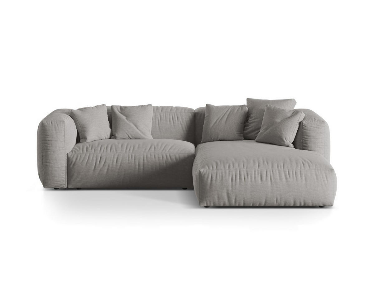 ECKSOFA modular rechts Martina aus strukturiertem Stoff hellgrau 2 Sitzplätze - Hellgrau, Textil (176/283cm) - Micadoni