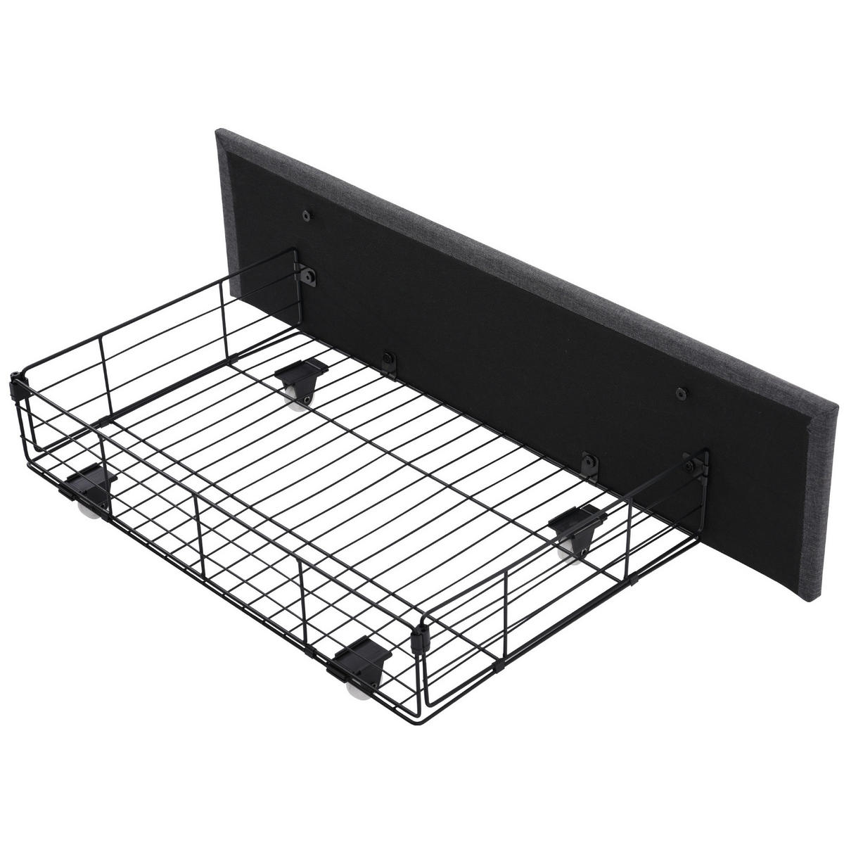 POLSTERBETT aus Leinen 90x200 cm in Grau mit LED & USB/Typ-C & 2 Schubladen - Grau, Textil (90/200cm) - Modfu