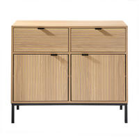 KOMMODE mit 2 Türen, 2 Schubladen, Rillenfronten - L90 x H79 cm - Eichefarben, Holzwerkstoff (39/79/90cm) - Calicosy