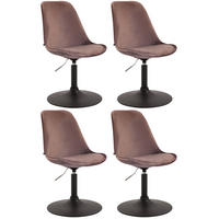 STUHL 4er Set Samt braun - Schwarz/Braun, Textil/Metall (48/76/57cm) - CLP