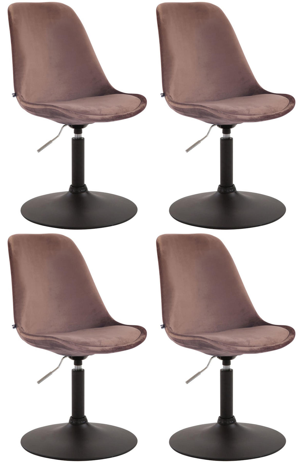 STUHL 4er Set Samt braun - Schwarz/Braun, Textil/Metall (48/76/57cm) - CLP