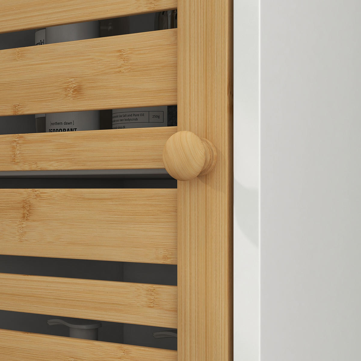 HOCHSCHRANK DE-12420 35/30/170 cm Bambus / Grau - Weiß, Holzwerkstoff (30/170/35cm) - ComfortXL