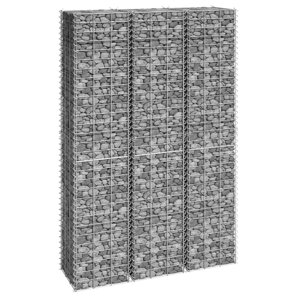 furnicato Gabionen-Hochbeete Silber 30x150x30 cm