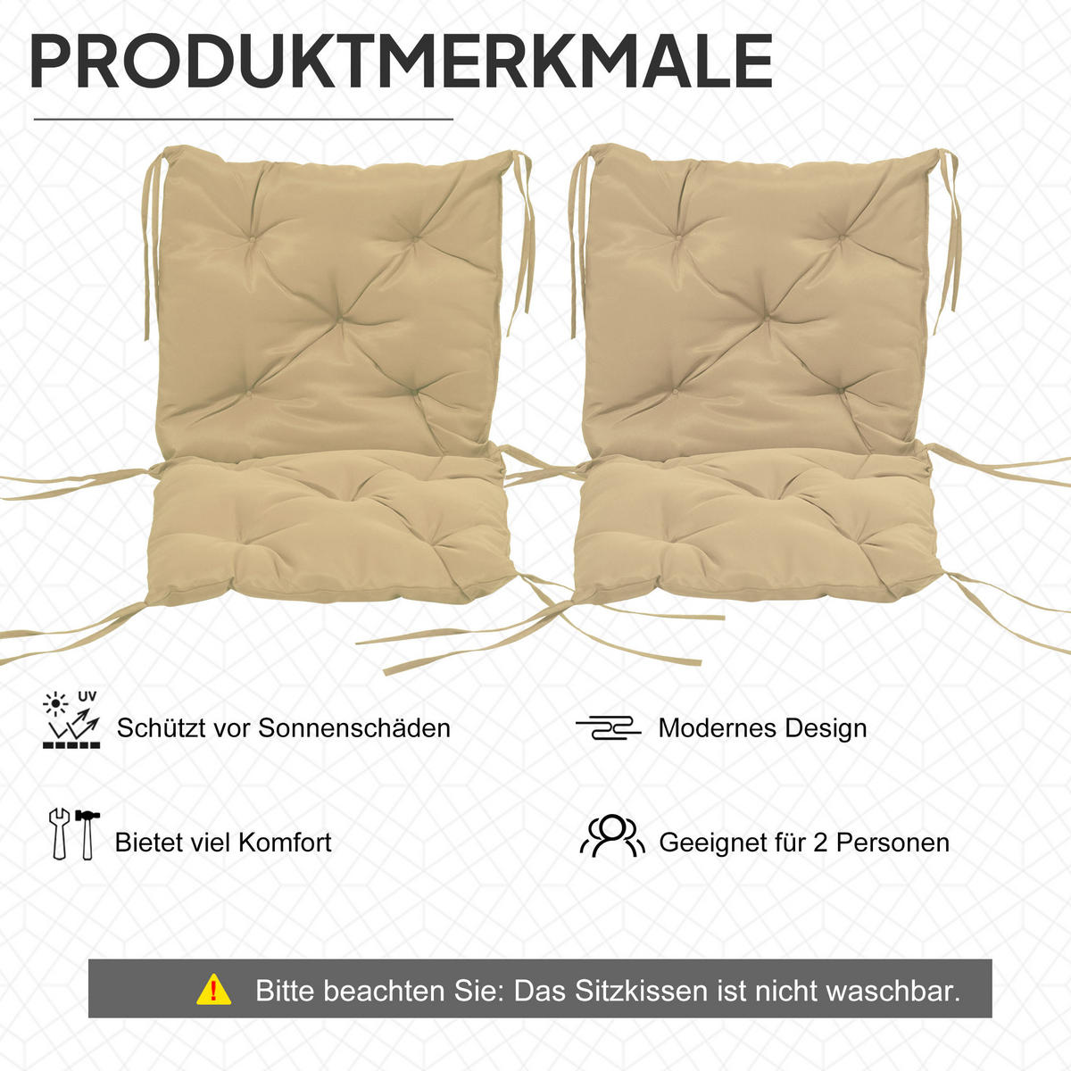 SESSELAUFLAGEN Khaki 2 Stück - Beige, Kunststoff (50/8/98cm) - GiPP