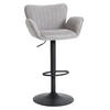 BARHOCKER gepolstert mit Lehne Sitzhöhe 66-90cm mit Armlehne Fußablage drehbar Stoff/Textil Eisen Hellgrau Fuß Schwarz - Hellgrau, Kunststoff/Textil (50/110/45cm) - PROREGAL