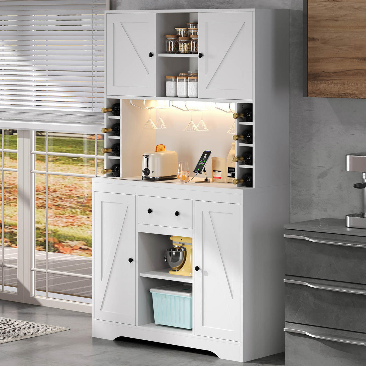 BUFFETSCHRANK Weiß 105/40/180 cm - Weiß, Holz (105/180/40cm) - PANGIVO