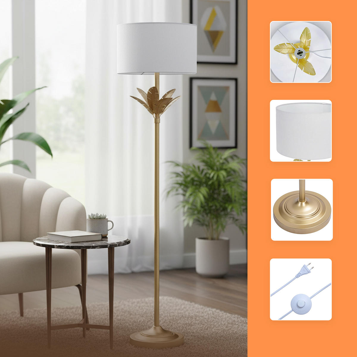 LAMPE - Multicolor, Textil/Metall (33/33/152.5cm) - Relaxdays