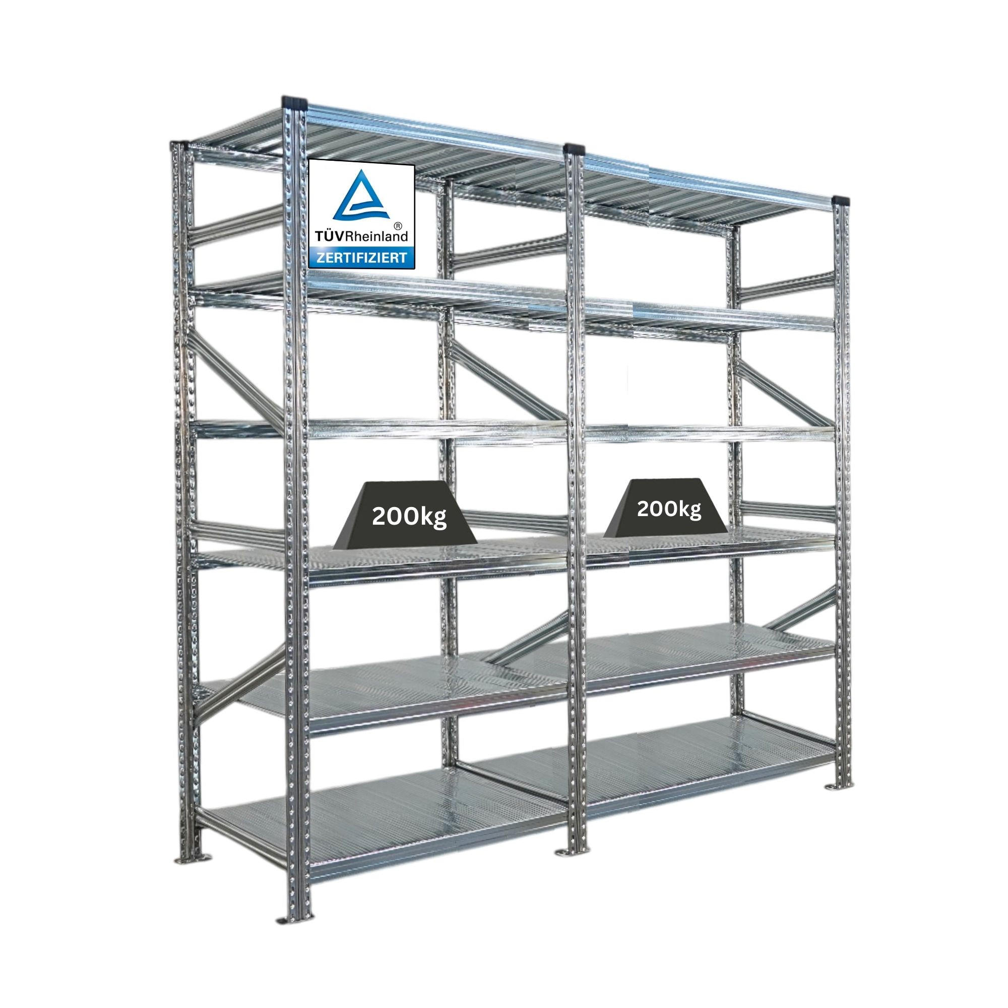 Proregal Fachbodenregal Silber 180x210x60 cm