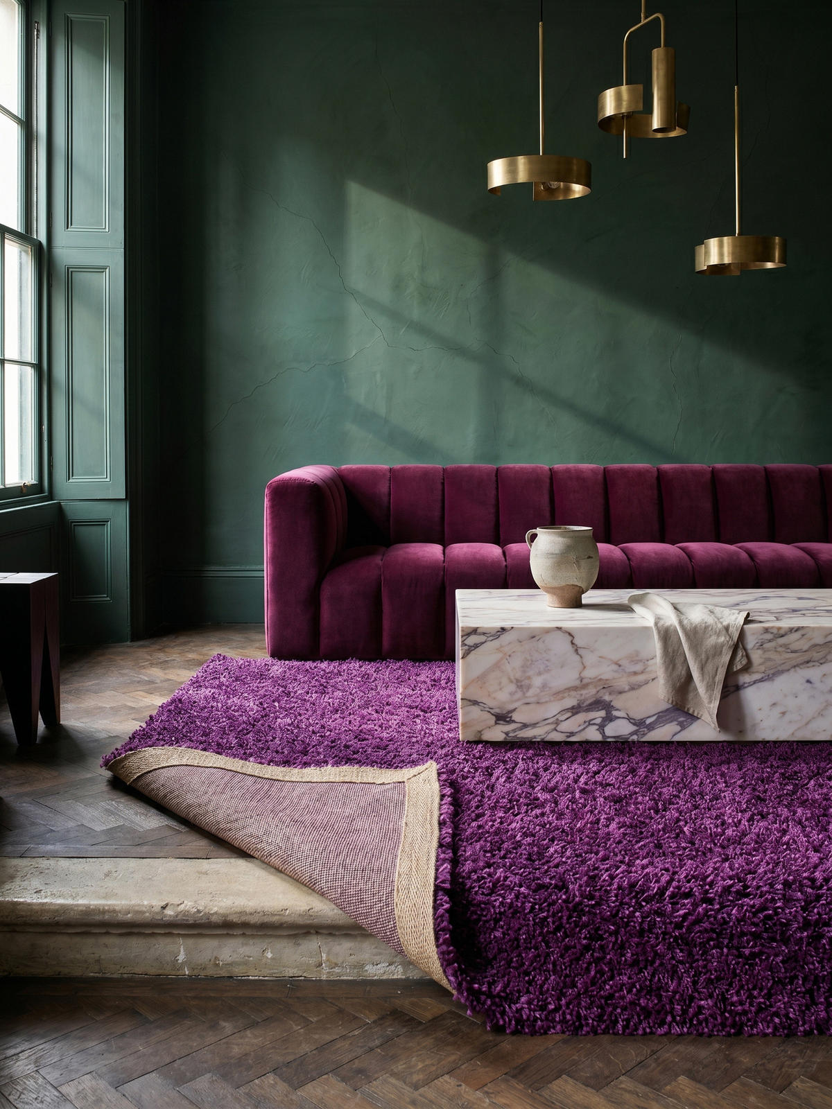 TEPPICH Hochflor Unifarben Polypropylen Wohnzimmer Shaggy Violett Rechteckig 200x290 - Lila, Textil (200/290cm) - KADIMA DESIGN