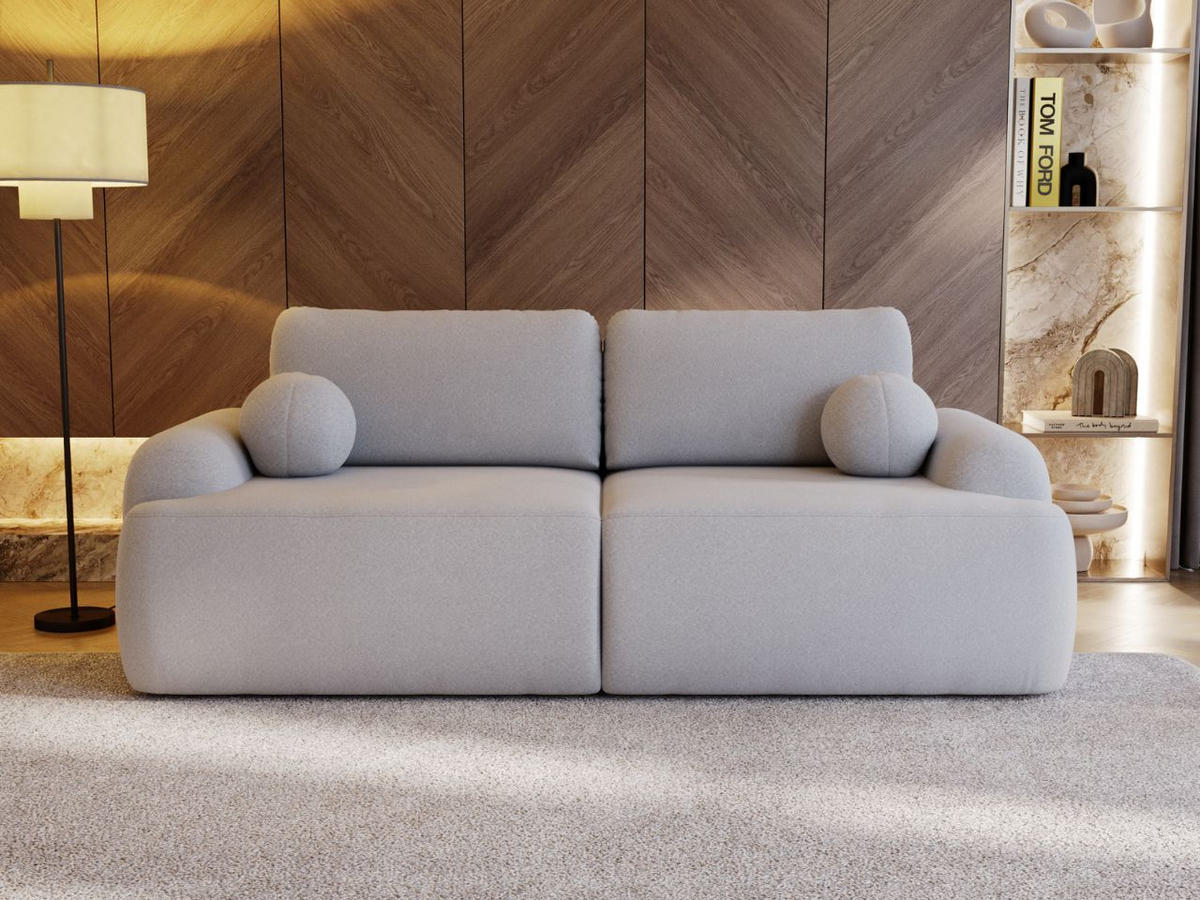 SOFA 260/106/81 Aurio Bouclé-Stoff Grau - Grau, Kunststoff/Textil (260/81/106cm) - Graingold