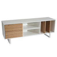 TV-LOWBOARD mit Eiche-Dekor, Schubladen und offenes Regal, modern, Weiß 150x40x55 cm - Weiß, Holzwerkstoff/Metall (150/55/40cm) - KADIMA DESIGN