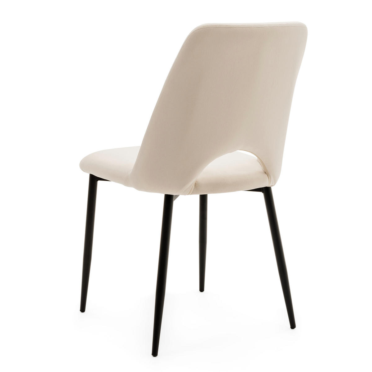 STUHL ORO gepolsterter mit Steppung - beige - Samt Velour - Beige/Schwarz, Textil/Metall (47/91/55cm) - NEW HOME