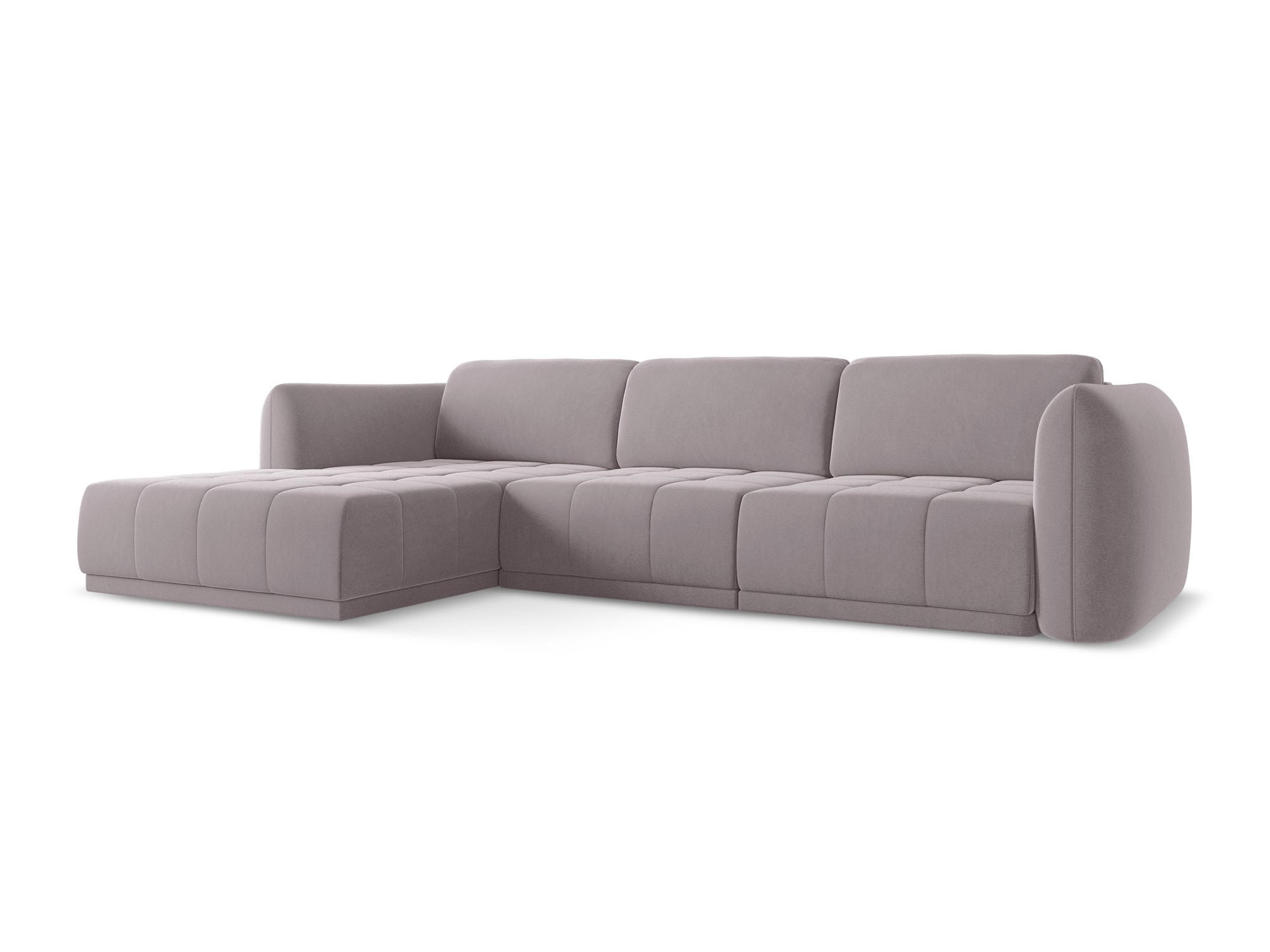 ECKSOFA Links Samt Stoff Violett - Lila/Flieder, Kunststoff/Textil (170/290cm) - Makamii