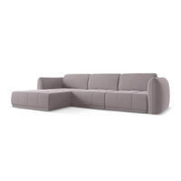 ECKSOFA Links Samt Stoff Violett - Lila/Flieder, Kunststoff/Textil (170/290cm) - Makamii