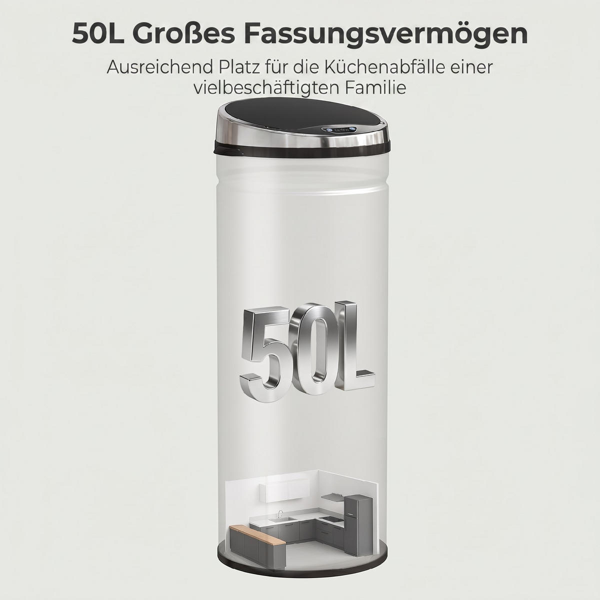 MÜLLEIMER Silberfarben 30.5/30.5/81.5 cm - Silberfarben, Metall (30.5/81.5/30.5cm) - HOMCOM